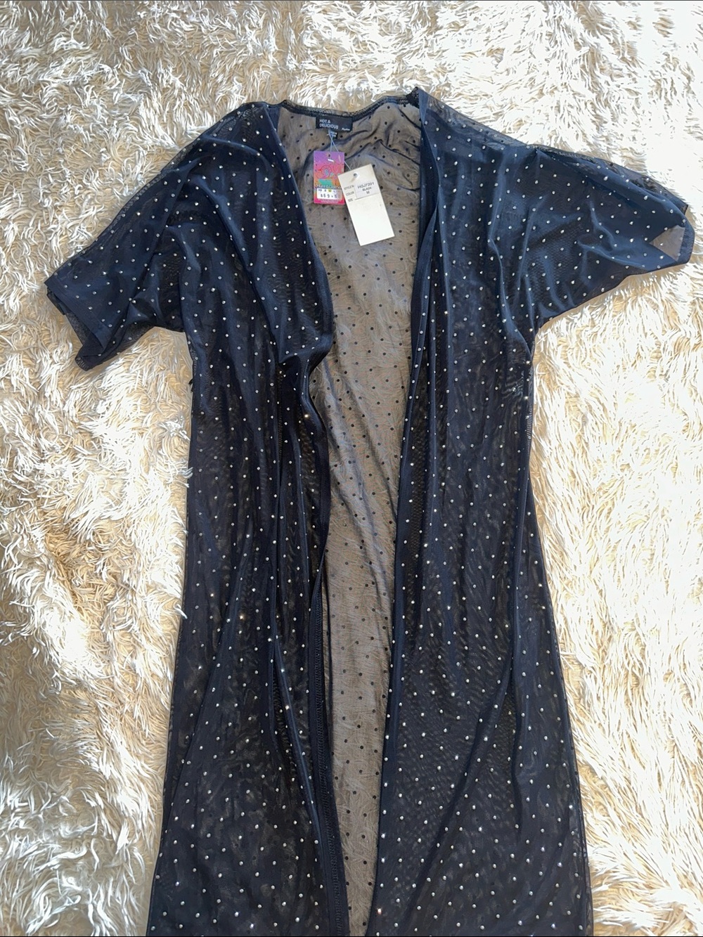 Black Sheer Duster with Silver Dot Accents